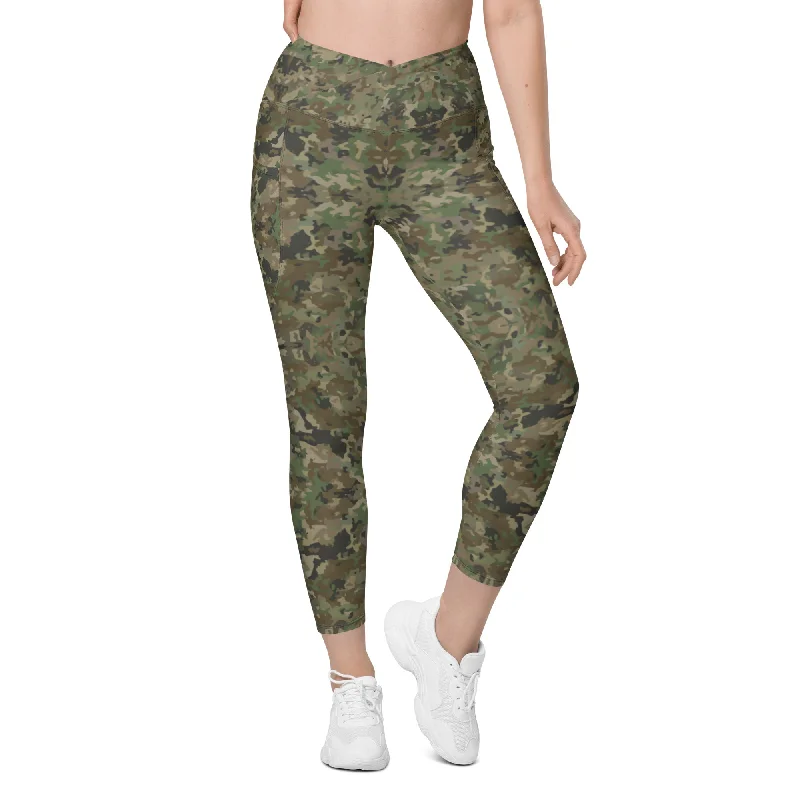 Crossover Camo leggings with pockets, lioness-love Stylish Camo Print Leggings