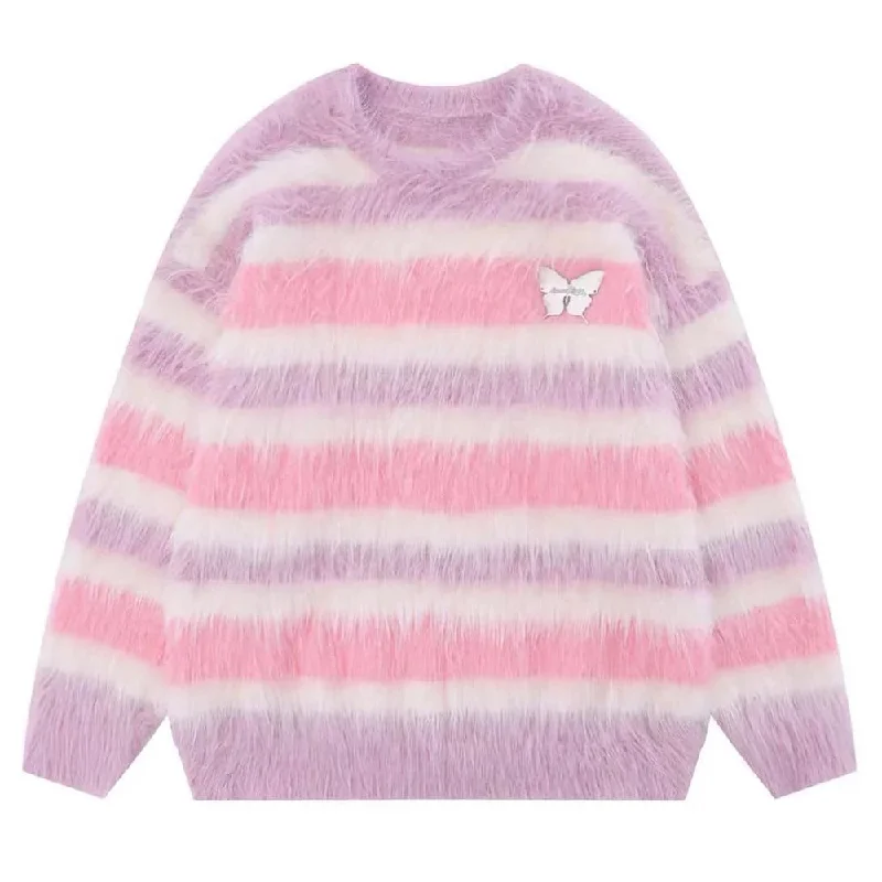 Candy Butterfly Fuzzy Sweater Sweater Knitwear Pullover