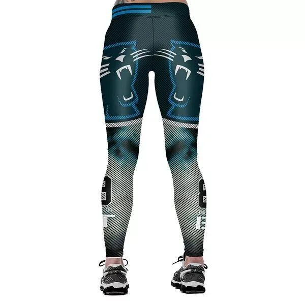 Carolina Panther 3D Print YOGA Gym Sports Leggings High Waist Fitness Pant Workout Trousers Fashionable Moisture-Wicking Leggings