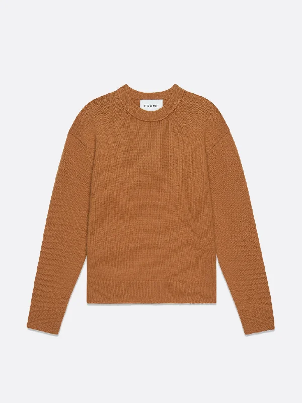 Cashmere Crewneck Sweater -- Rust Tailored Straight A-Line