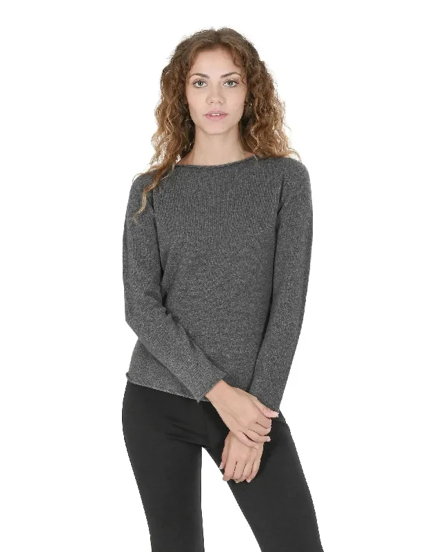 Cashmere Women Boatneck Sweater - XL Velvet Chenille Corduroy