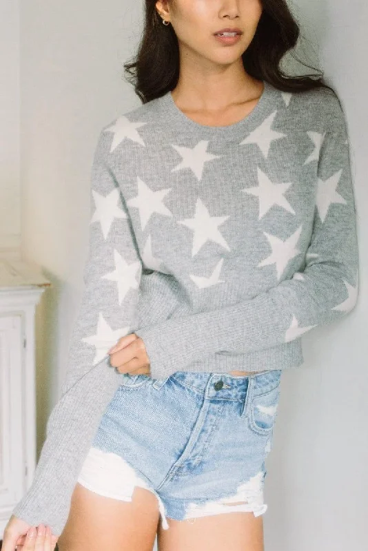 Cropped Stars Sweater Beaded Sweater Sequined Faux Fur