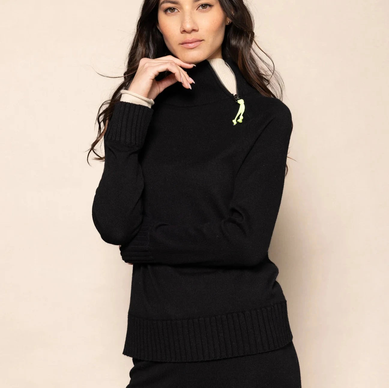 Cuffed Up Sweater | Black High Neck Crew Neck V-Neck