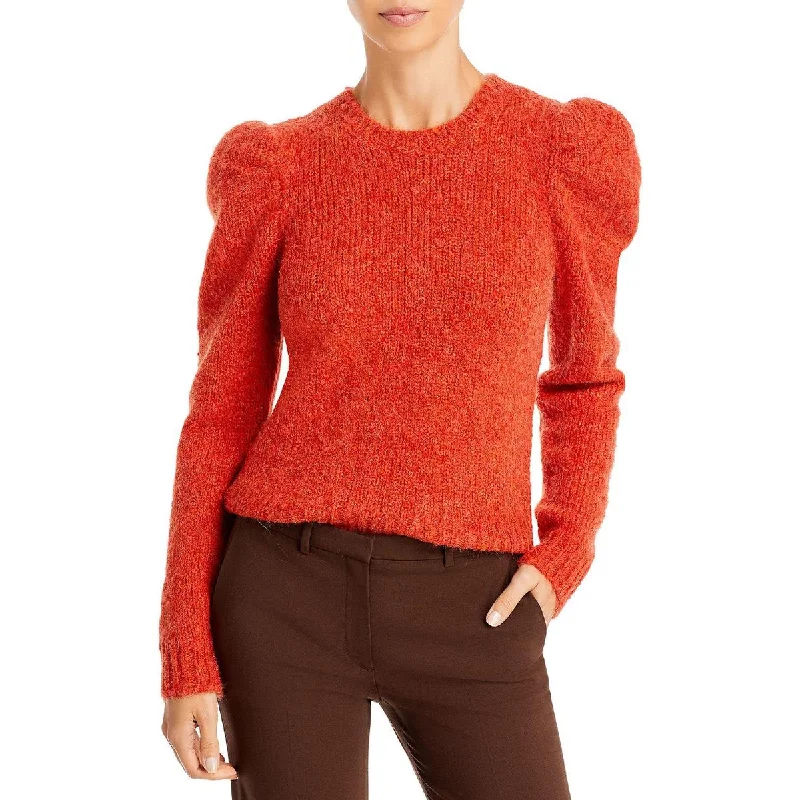 Derek Lam 10 Crosby Womens Wool Ribbed Trim Crewneck Sweater High Neck Crew Neck V-Neck