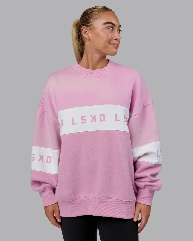 Disc Oversized Sweater - Bubblegum-Light Bubblegum Spandex Blend Rayon Blend Denim Blend