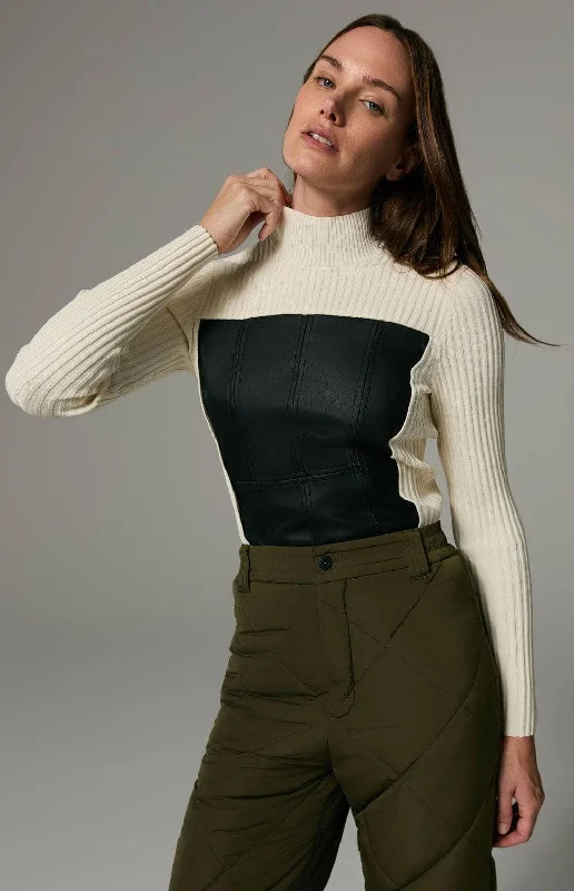 Clara II Sweater | Ivory Lace Blend Ribbed Blend Corduroy Blend