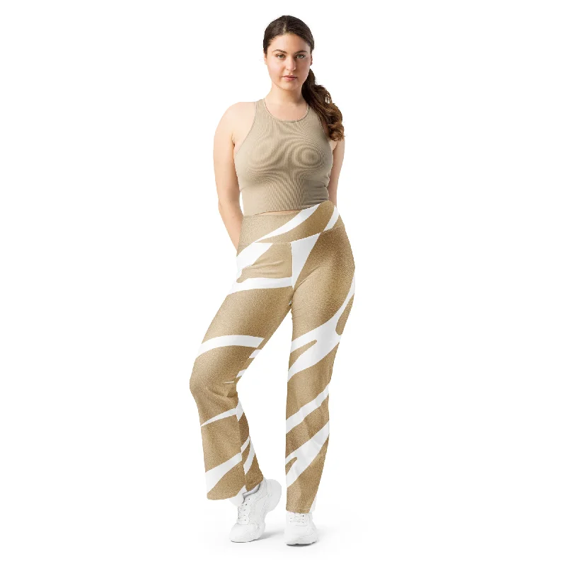 Flare Leggings Gold Shimmer, lioness-love Classic Solid Color Leggings