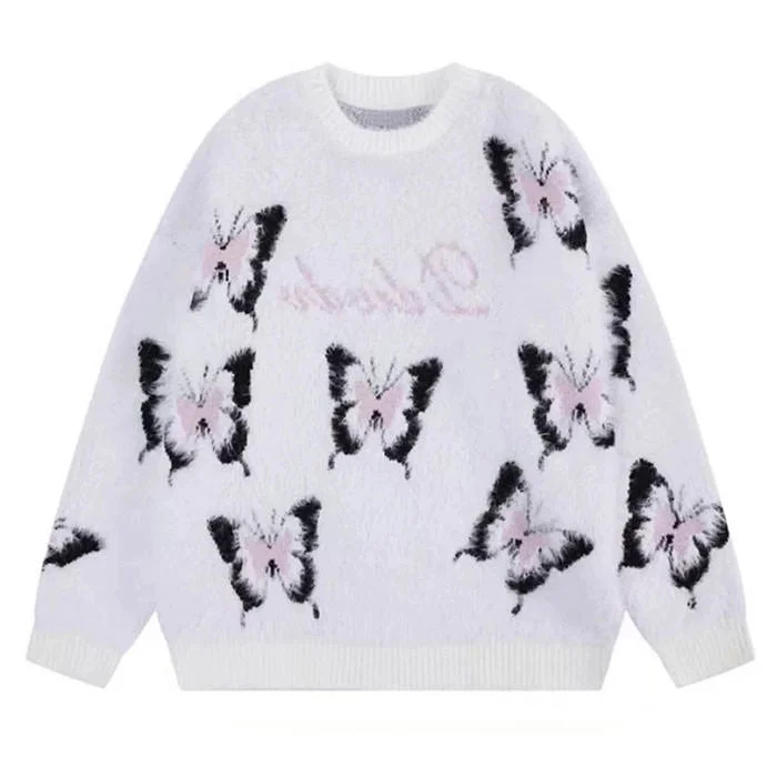 Fluffy Butterfly Sweater Seamless Knitted Crochet