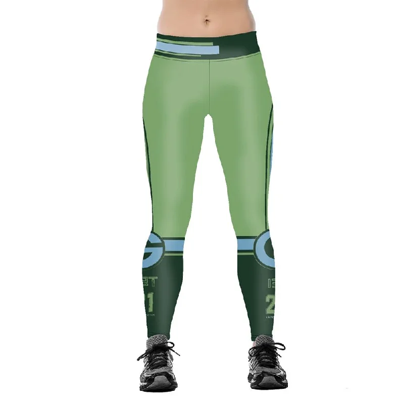 Green Bay Packers 3D Print YOGA Gym Sports Leggings High Waist Fitness Pant Workout Trousers Fashionable Ribbed Knit Leggings