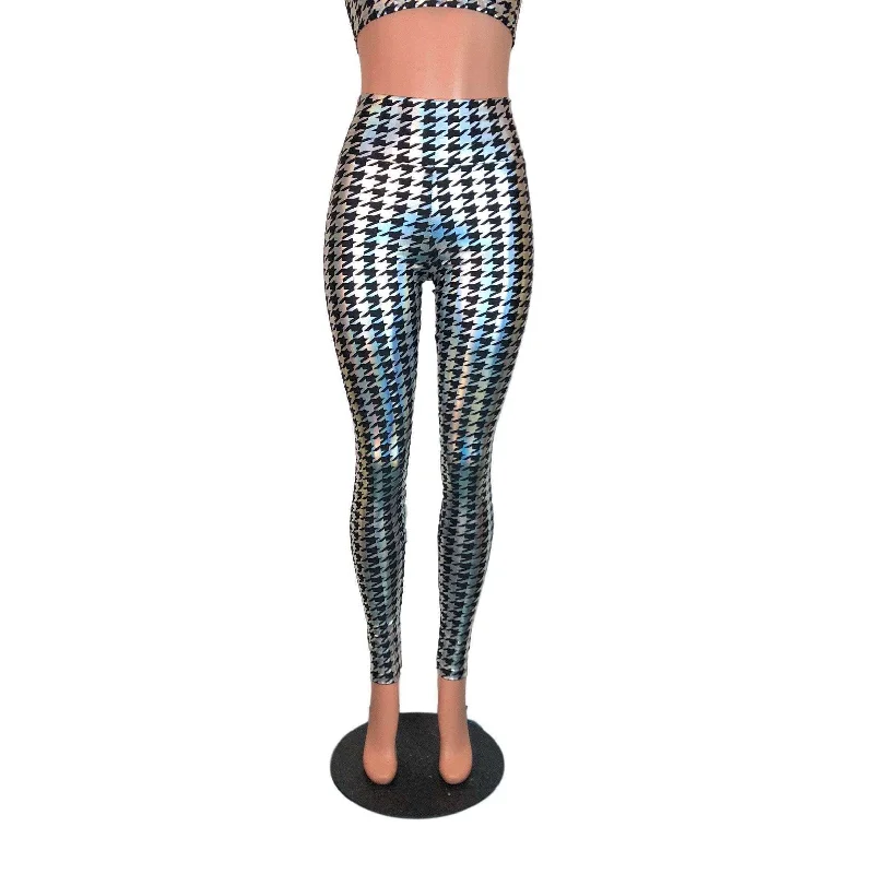 SALE - SMALL ONLY - Houndstooth Holographic Leggings Pants Stylish Everyday Leggings