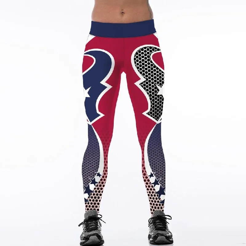 Houston Texans 3D Print YOGA Gym Sports Leggings High Waist Fitness Pant Workout Trousers Cozy Textured Workout Leggings