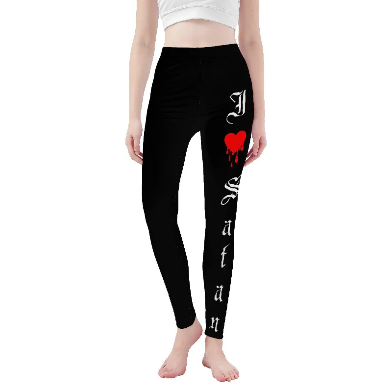 I Love Satan Yoga Leggings Trendy High-Compression Leggings