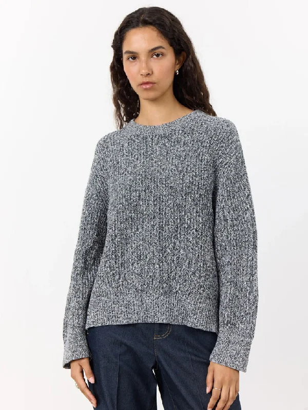 Levete Room Ibbi Sweater in Black Grey Chenille Brocade Lace