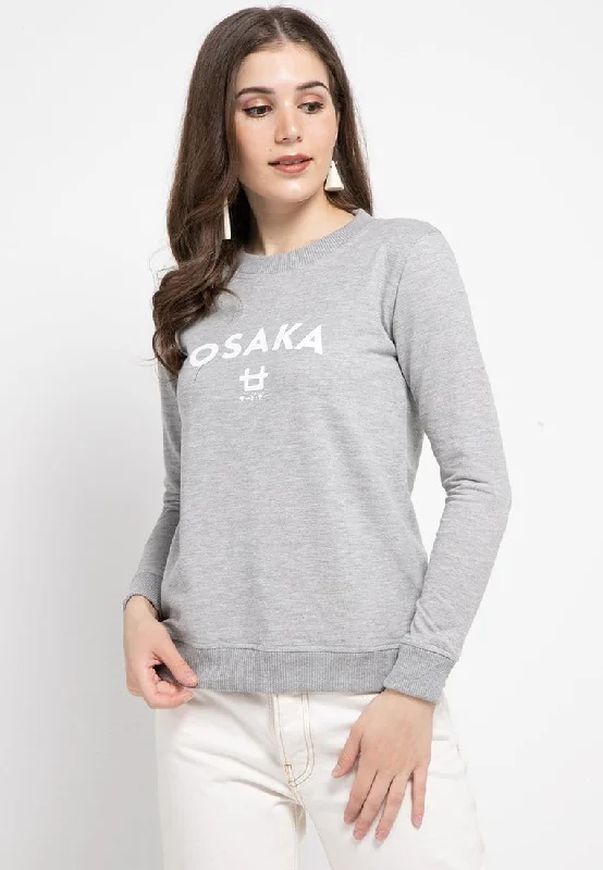 LO003 Thirdday sweater casual wanita dateng osaka logo abu Satin Fabric Silk Fabric Chiffon Fabric