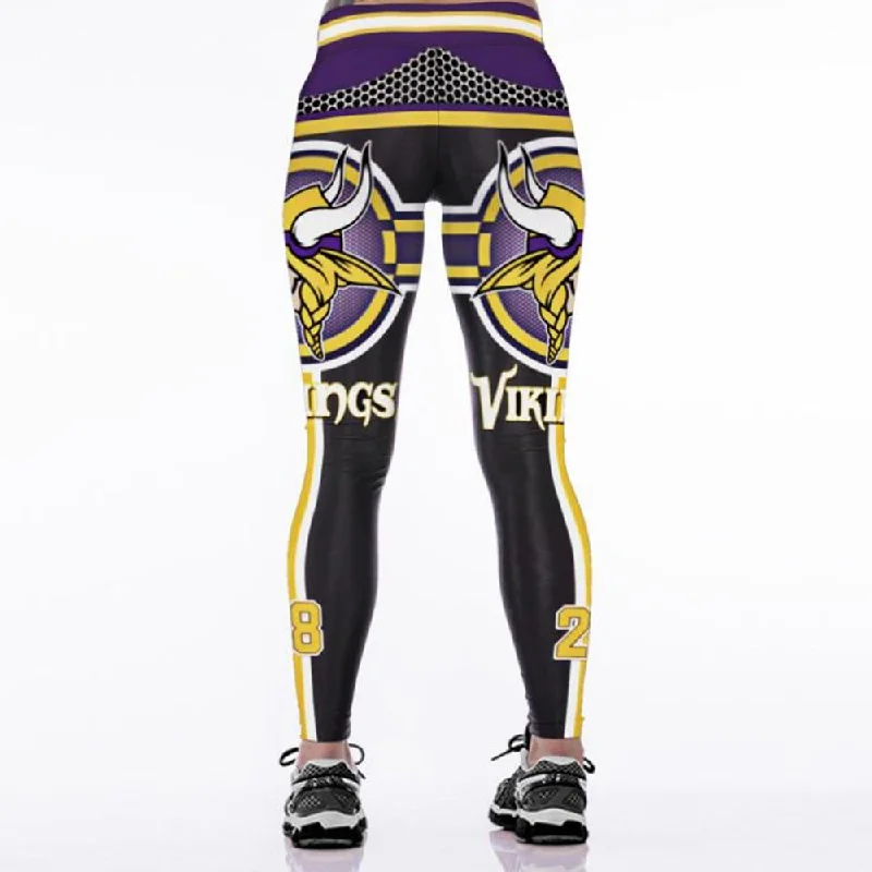 Minnesota Vikings 3D Print YOGA Gym Sports Leggings High Waist Fitness Pant Workout Trousers Trendy Colorblock Print Leggings