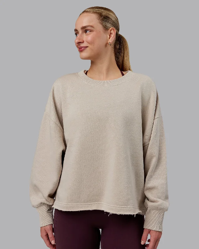 Oasis Cropped Sweater - Shale Beige Lace Blend Ribbed Blend Corduroy Blend