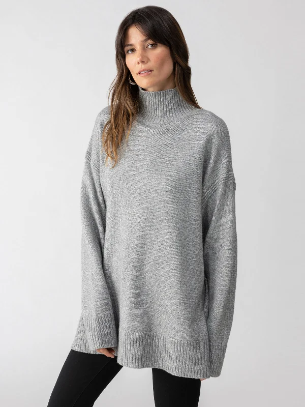 Perfect Sweater Tunic Heather Ash Collared Crew Neck Turtle Neck