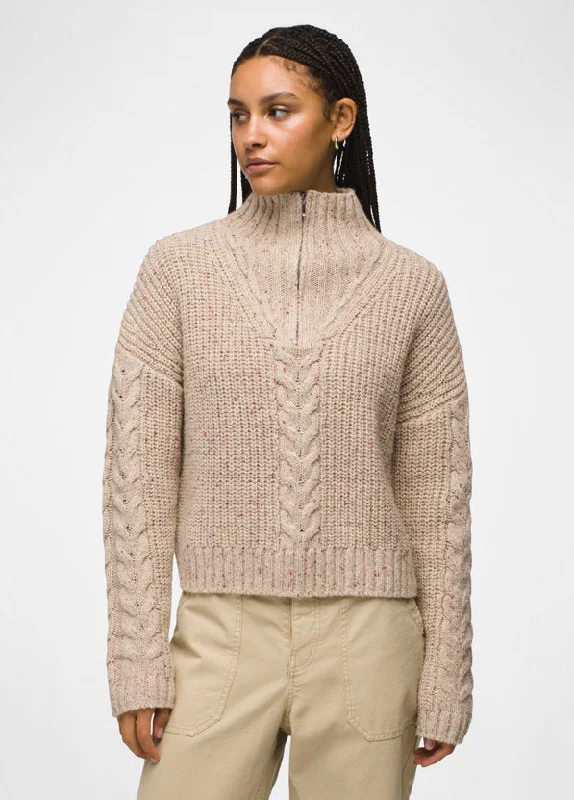 Women's Laurel Creek Sweater - Oatmeal Ribbed Striped Patterned