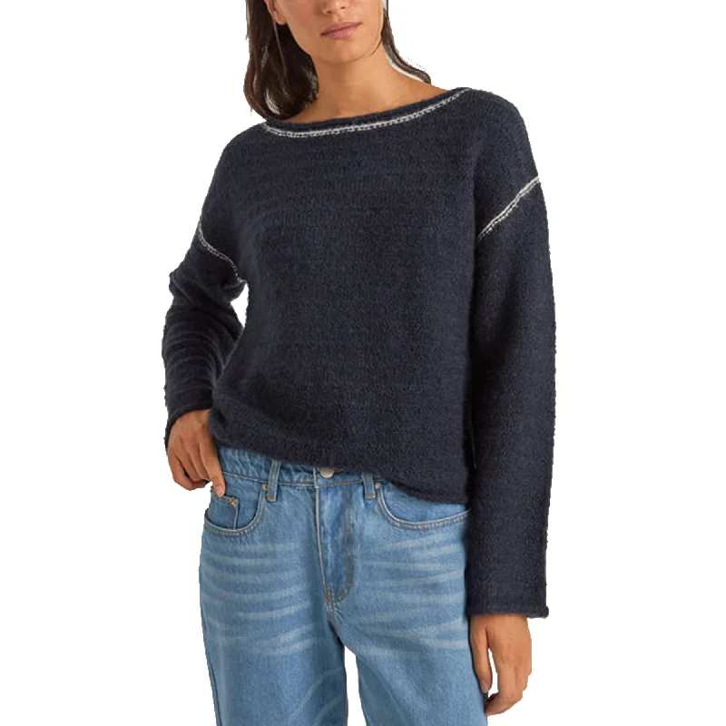 Rhythm Baklava Knit Women's L/S Sweater - Navy Wool Sweater Cotton Sweater Cashmere Sweater