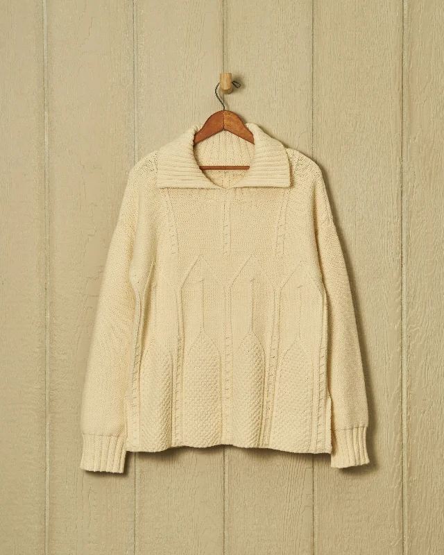 Shoreline Sweater in Egret Mesh Sweater Canvas Denim