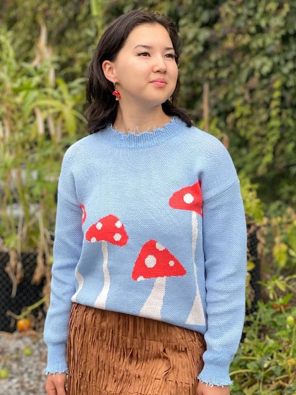 Sky Blue Mushroom Sweater Lightweight Heavyweight Midweight