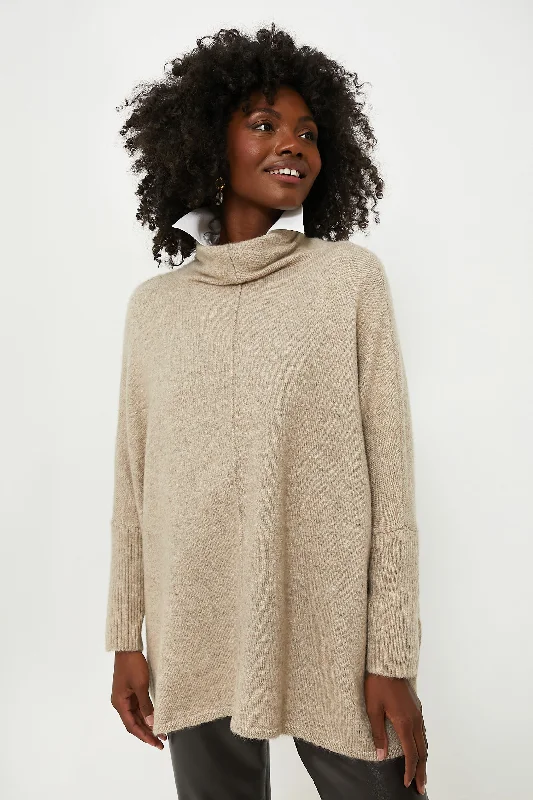 Exclusive Taupe Turtleneck Soft Sweater Bright Pastel Dark