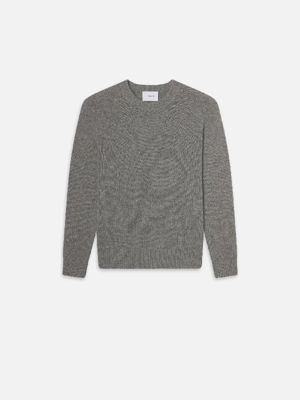 Cashmere Crewneck Sweater -- Gris Zippered Buttoned Snapped