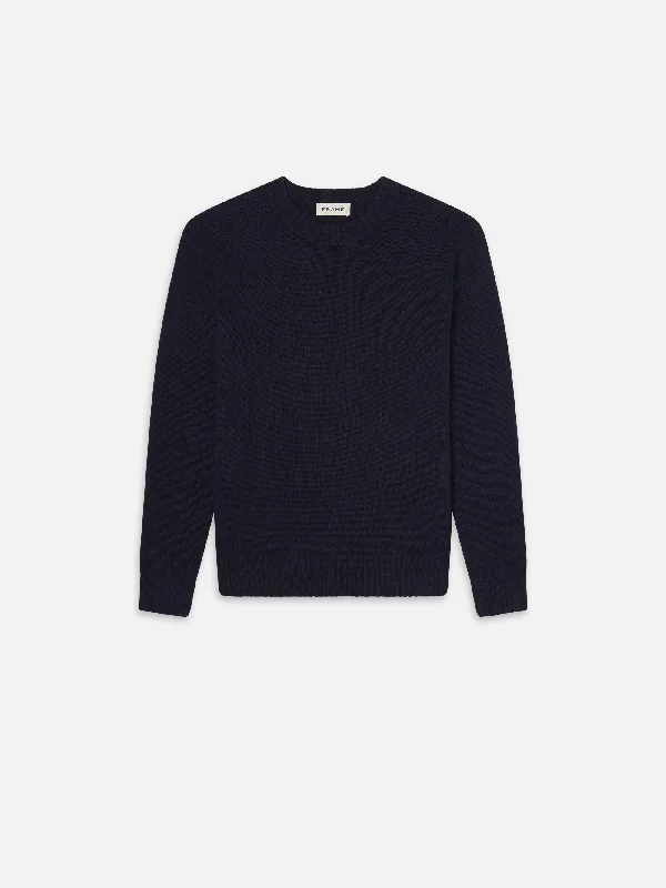 Cashmere Crewneck Sweater -- Navy Turtle Neck Boat Neck Asymmetrical Neck