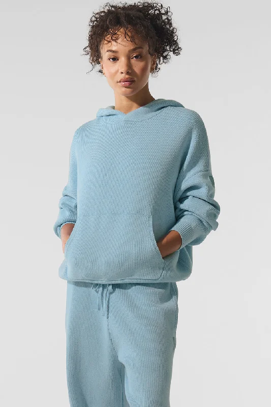 Scholar Hooded Sweater - Celestial Blue Heather Bright Pastel Dark