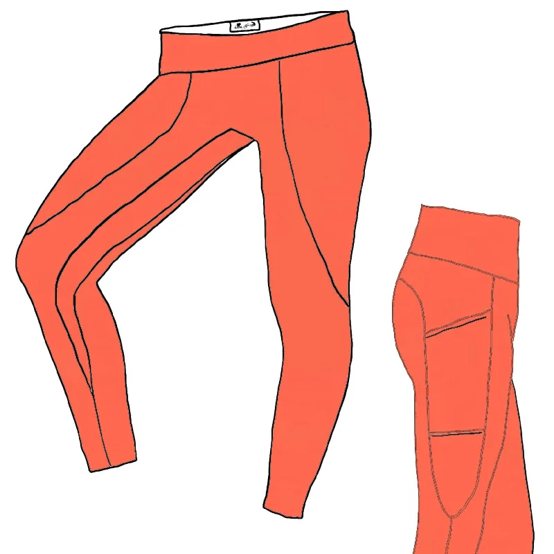 Vivid Coral YOGA - Ladies' Orion Leggings Stylish Stretch-Waist Leggings