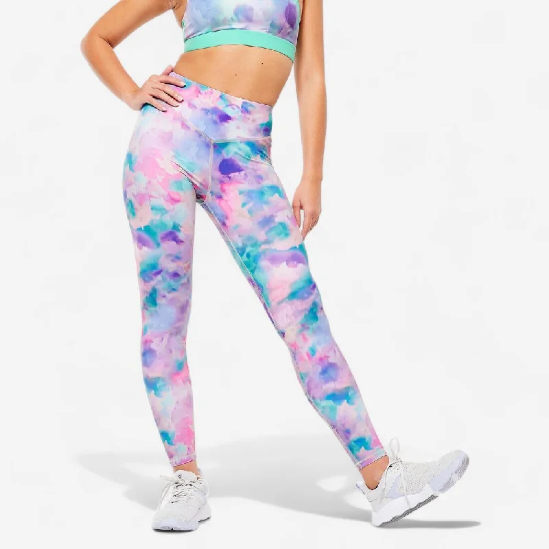 Women's High-Waisted Fitness Cardio Leggings - Print Elegant Printed Leggings with Pockets