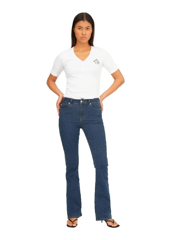 Tonya Jeans Wash Excl. Blue - Denim Blue Casual Straight-Leg Jeans