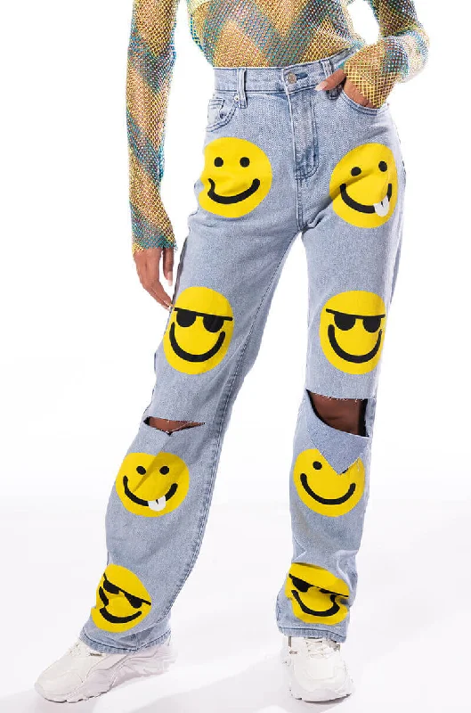 ALL ABOUT SMILES HIGH RISE STRAIGHT JEANS Trendy Vintage Denim Jeans