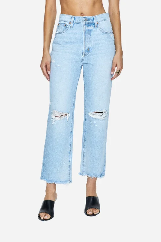 Pistola Cassie Crop High-Rise Straight Jeans in Daytrip Distressed Trendy Vintage Denim Jeans