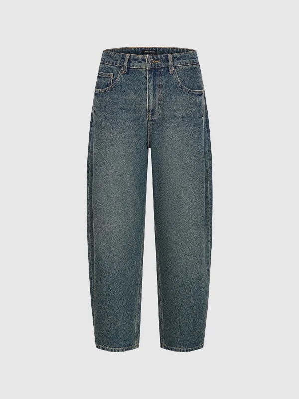 Denim Jeans Comfortable Folded Hem Jeans