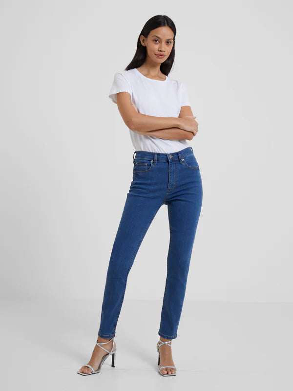 French Connection Soft Stretch Denim High Rise Skinny Jeans-Mid Wash-74QZQ Casual Bootcut Ripped Jeans