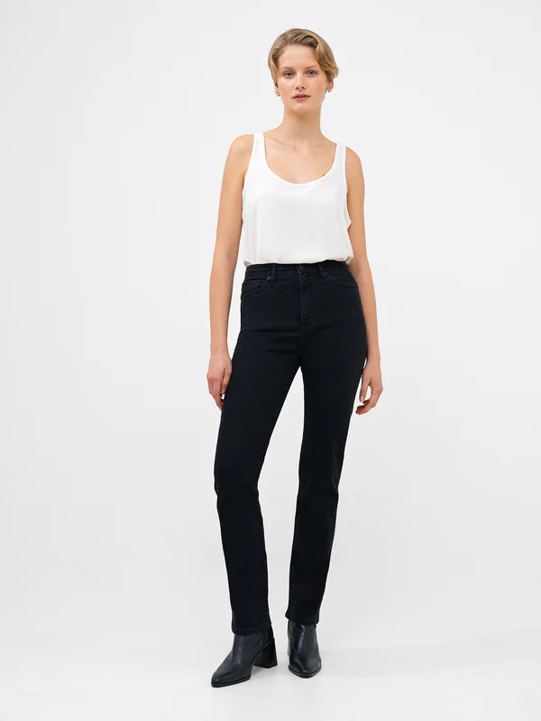 French Connection Stretch Denim Cigarette Fit High Waisted Jeans-Black-74QZE Comfortable Mid-Rise Jeans