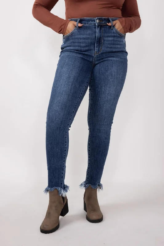 Judy Blue High Rise Distressed Skinny Jeans for Women | 82491REG Fashionable Mom Jeans