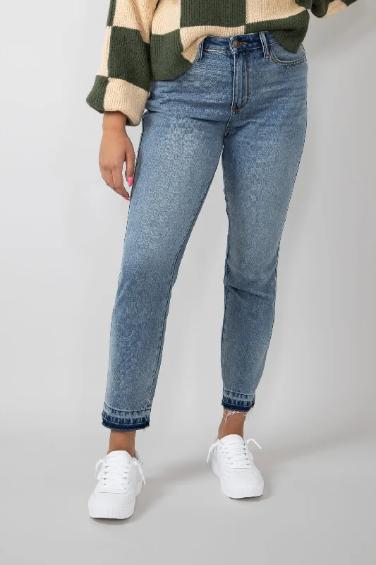 Judy Blue Mid Rise Boyfriend Jeans for Women | 88818-MD Comfortable Full-Length Denim Jeans