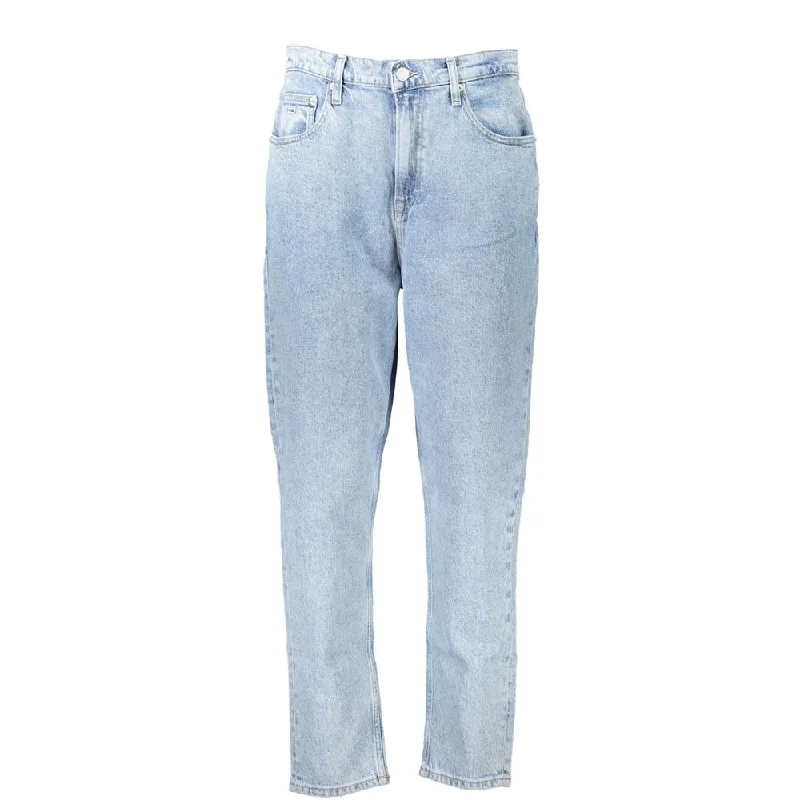 Light Blue Cotton Jeans & Pant Comfortable Distressed Straight-Leg Jeans