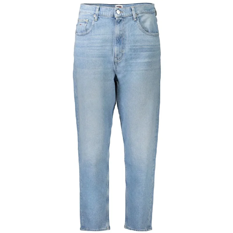 Light Blue Cotton Women Jeans Stylish Stone-Wash Denim Jeans