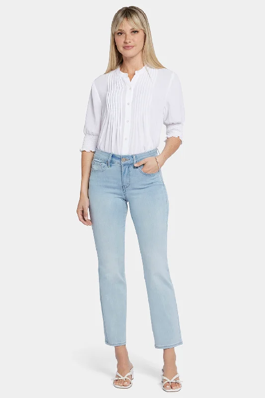 Marilyn Straight Ankle Jeans - Mykonos Chic Rip-Detail High-Waist Jeans