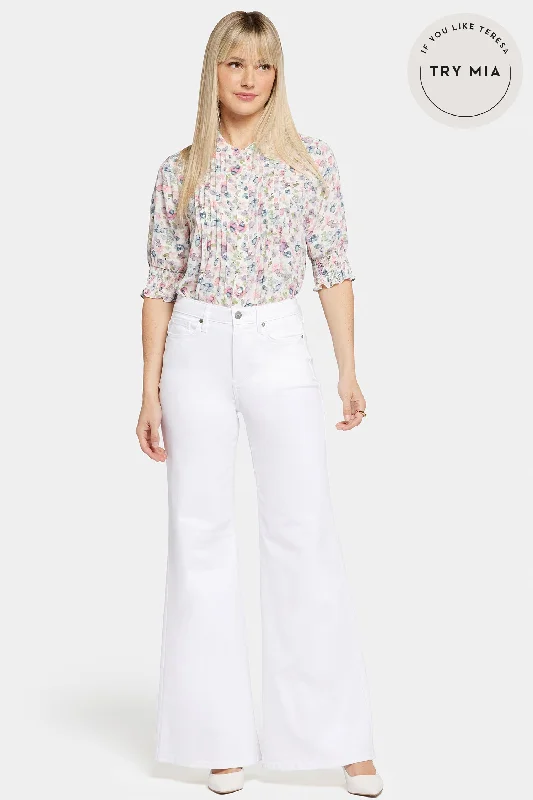 Mia Palazzo Jeans - Optic White Elegant Bootcut Fit Jeans