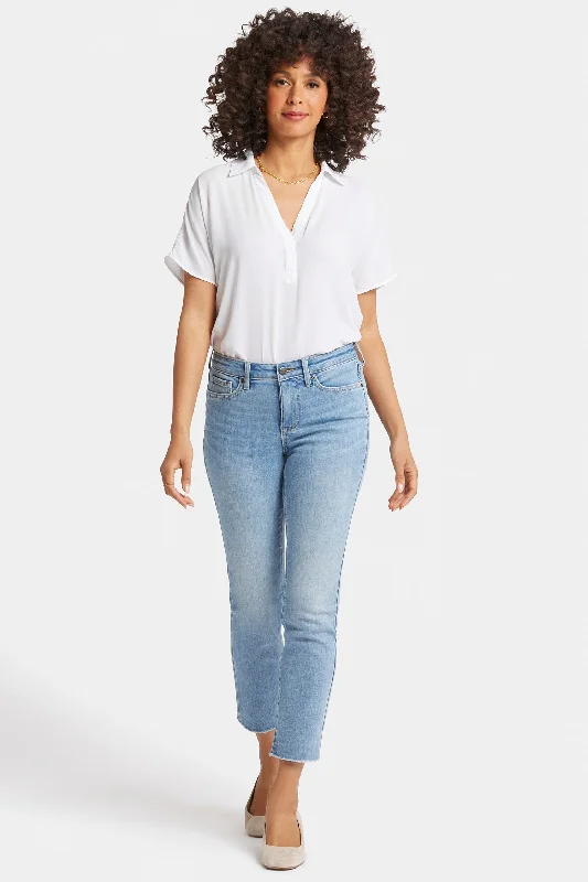 Sheri Slim Ankle Jeans In Petite - Blue Valley Trendy Low-Rise Slim Jeans