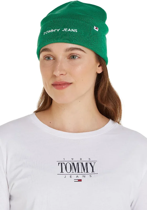 Tommy Jeans Linear Logo Beanie, Green Comfortable Zip-Up Skinny Jeans