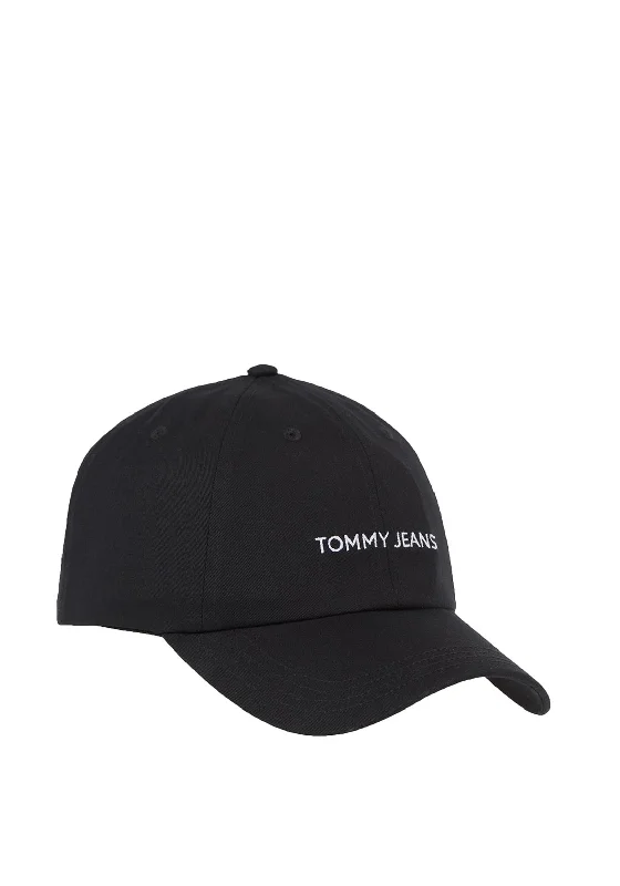 Tommy Jeans Essential Logo Baseball Cap, Black Fashionable Slouchy Fit Jeans