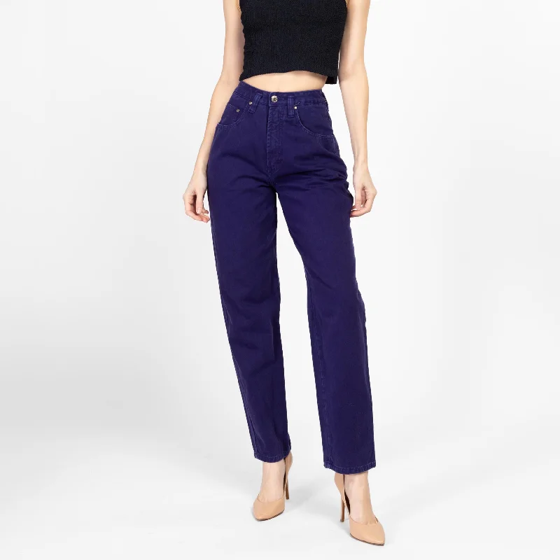 XS 90s Plum Purple High Waisted Mom Jeans 23.5" Trendy Classic Fit Jeans