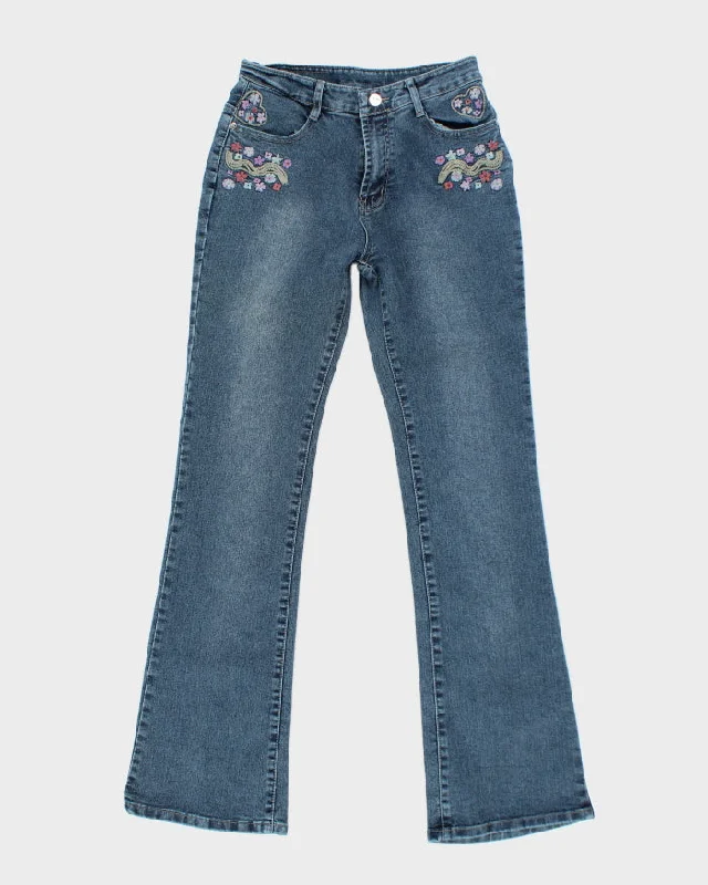 Y2k 00s Embroidered Floral Jeans - W29 L31 Comfortable Low-Rise Jeans